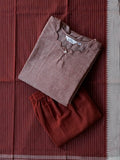 PREORDER- KEERTHI  - VENUS BROWN  - OFFICE WEARS- HANDLOOM COTTON- SALWAR SUIT WITH DUPATTA - LABEL ZIVARA