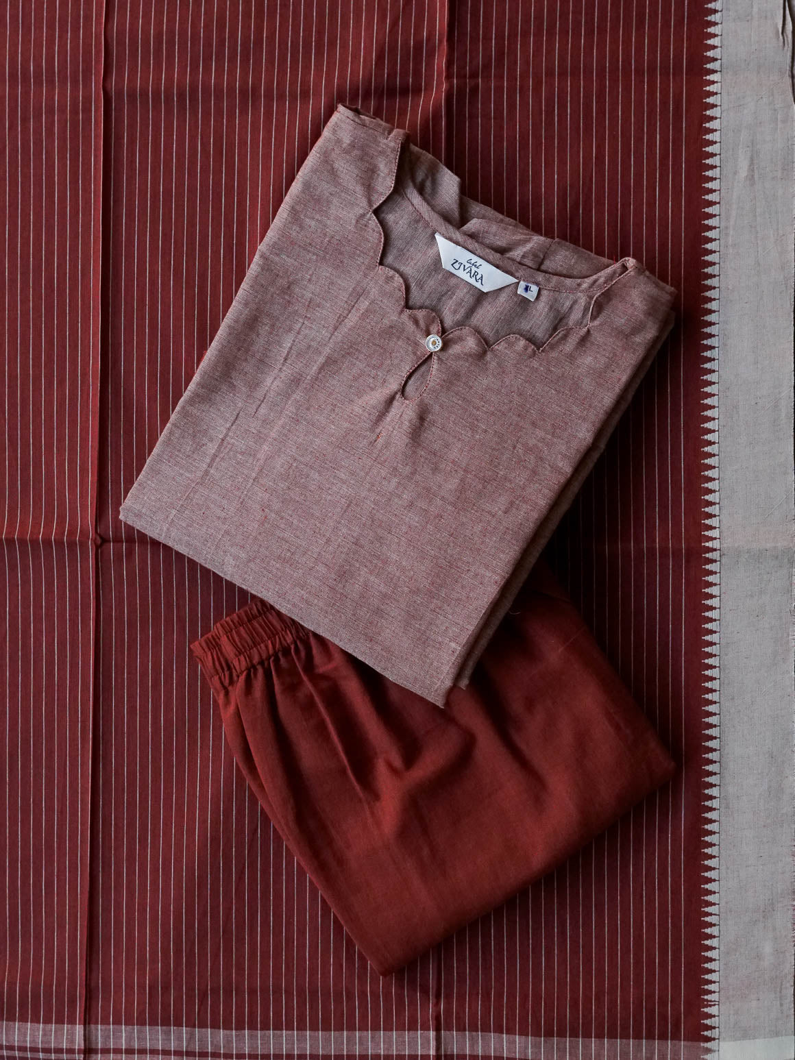 PREORDER- KEERTHI  - VENUS BROWN  - OFFICE WEARS- HANDLOOM COTTON- SALWAR SUIT WITH DUPATTA - LABEL ZIVARA