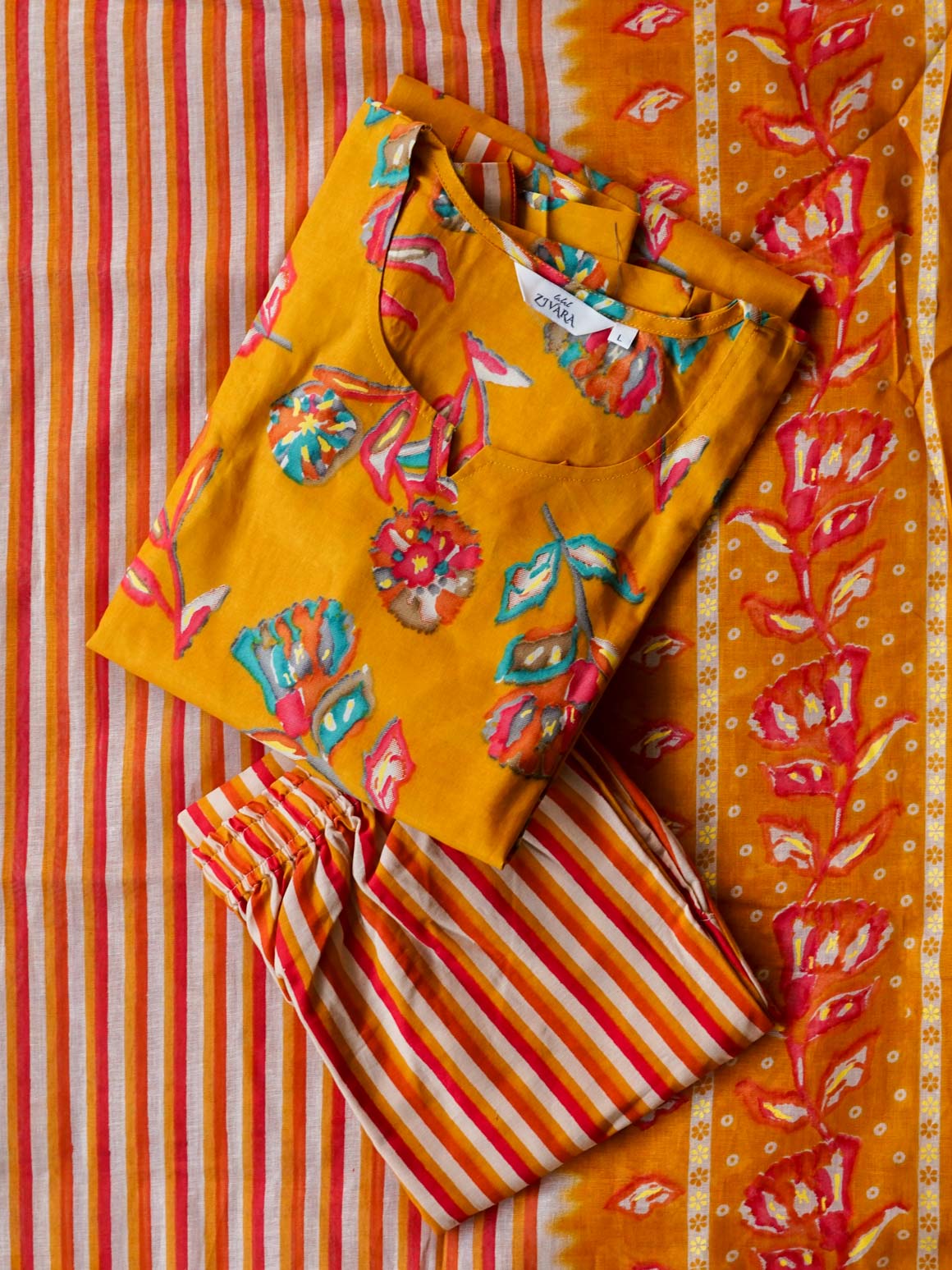 THENDRAL  -MANGO YELLOW - OFFICE WEARS- HANDLOOM COTTON- SALWAR SUIT WITH DUPATTA - LABEL ZIVARA