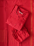 PREORDER - Saanvi - Red  OFFICE WEARS - HANDLOOM COTTON- SALWAR SUIT WITH DUPATTA - LABEL ZIVARA
