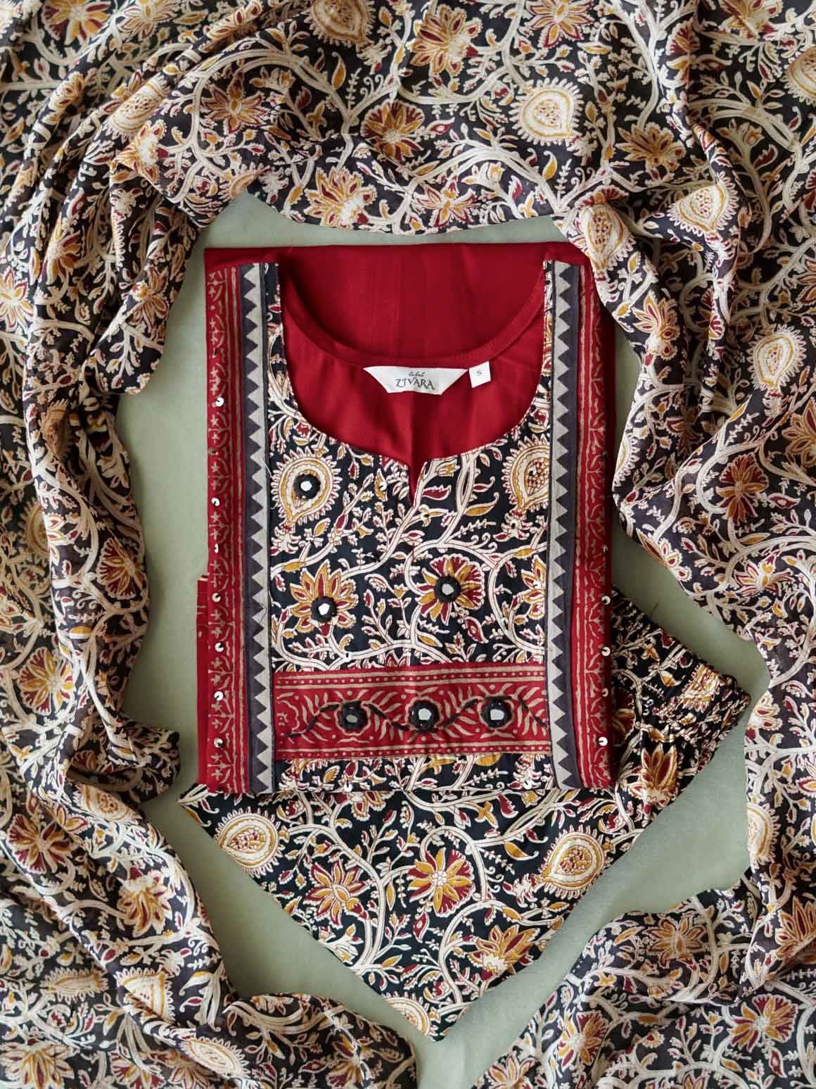 PREORDER - AIRA - DARK RED - OFFICE WEARS- HANDLOOM COTTON- SALWAR SUIT WITH DUPATTA - LABEL ZIVARA