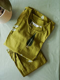 Imai- GREEN LEAF -  COMFY AND OFFICE WEAR COTTON Full length straight cut coord sets for women- Label Zivara
