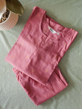 Imai- Pastel pink-  COMFY AND OFFICE WEAR pure handloom cotton pre-washed Full length straight cut coord sets for women- Label Zivara