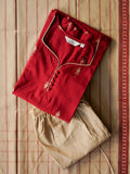Sampoorna - Red and Beige  OFFICE WEARS- HANDLOOM mangalgiri COTTON- SALWAR SUIT WITH DUPATTA - LABEL ZIVARA
