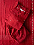 Jhaanavi - red  OFFICE WEARS- HANDLOOM COTTON- SALWAR SUIT WITH DUPATTA - LABEL ZIVARA