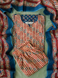 ABINAYA -  DARK BLUE WITH RED  - OFFICE WEARS - JAIPUR COTTON - SALWAR SUIT WITH DUPATTA - LABEL ZIVARA