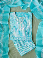 ABINAYA -  SKY BLUE - OFFICE WEARS - JAIPUR COTTON - SALWAR SUIT WITH DUPATTA - LABEL ZIVARA