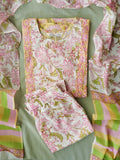 ABINAYA - YELLOW PINK FLORAL  - OFFICE WEARS - JAIPUR COTTON - SALWAR SUIT WITH DUPATTA - LABEL ZIVARA
