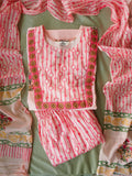 ABINAYA - YELLOW PINK FLORAL  - OFFICE WEARS - JAIPUR COTTON - SALWAR SUIT WITH DUPATTA - LABEL ZIVARA