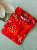 ANVI -  REDDISH ORANGE FLORAL  - Trending print VISCOSE straight cut kurti for office wear - LABEL ZIVARA
