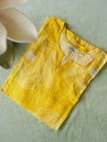 ANVI - BRIGHT YELLOW - Trending print VISCOSE straight cut kurti for office wear - LABEL ZIVARA