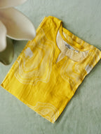 ANVI - BRIGHT YELLOW - Trending print VISCOSE straight cut kurti for office wear - LABEL ZIVARA
