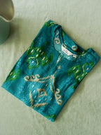 ANVI - TEAL GREEN  - Trending print VISCOSE straight cut kurti for office wear - LABEL ZIVARA