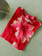 ANVI -  REDDISH PINK FLORAL - Trending print VISCOSE straight cut kurti for office wear - LABEL ZIVARA