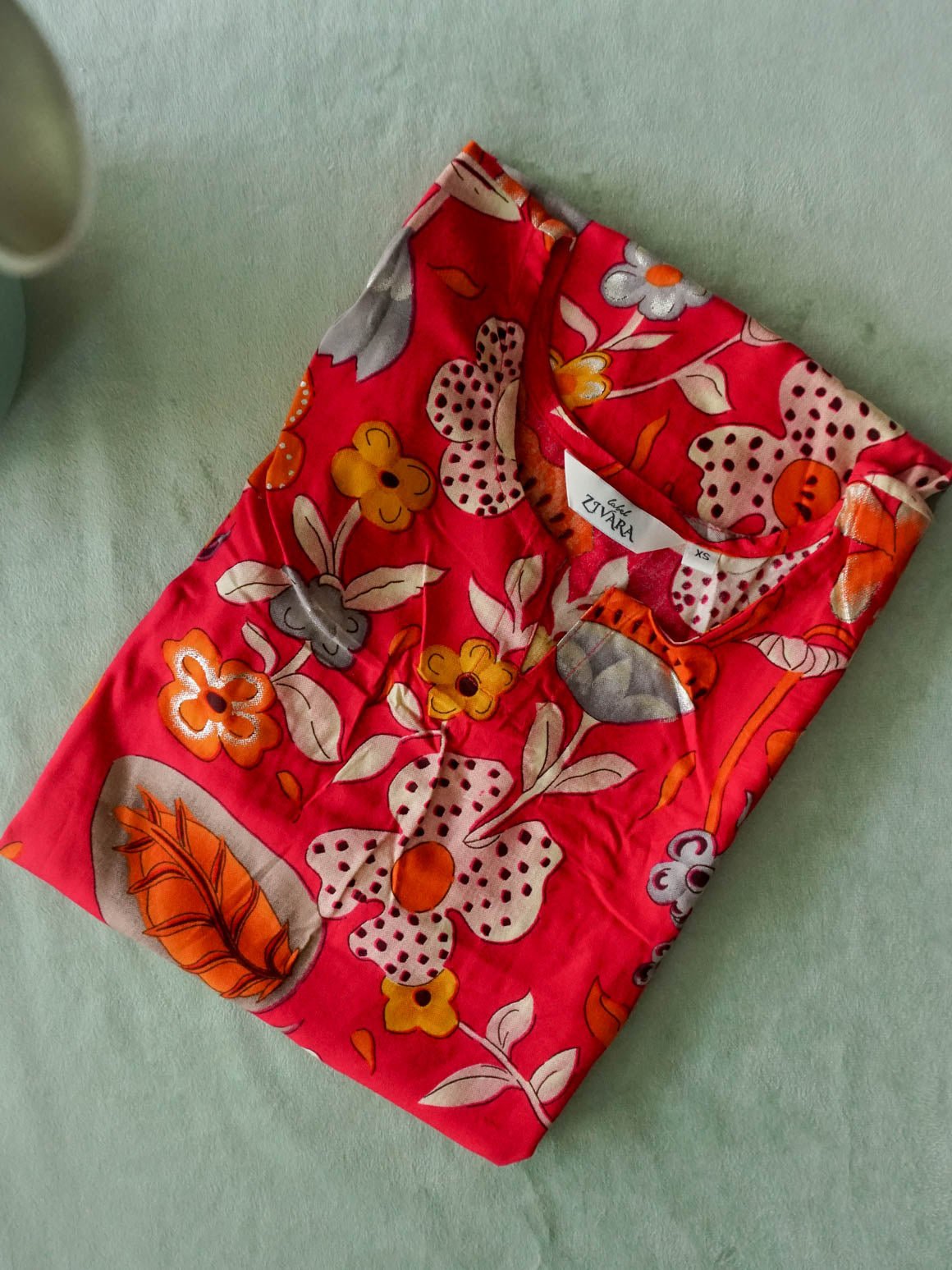 ANVI - RED BLOSSOM  - Trending print VISCOSE straight cut kurti for office wear - LABEL ZIVARA