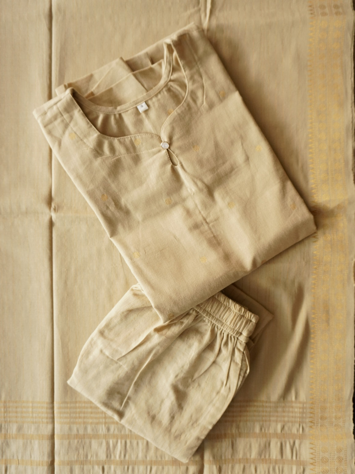 PREORDER - KAAPI - Chikoo   OFFICE WEARS- HANDLOOM COTTON- SALWAR SUIT WITH DUPATTA - LABEL ZIVARA