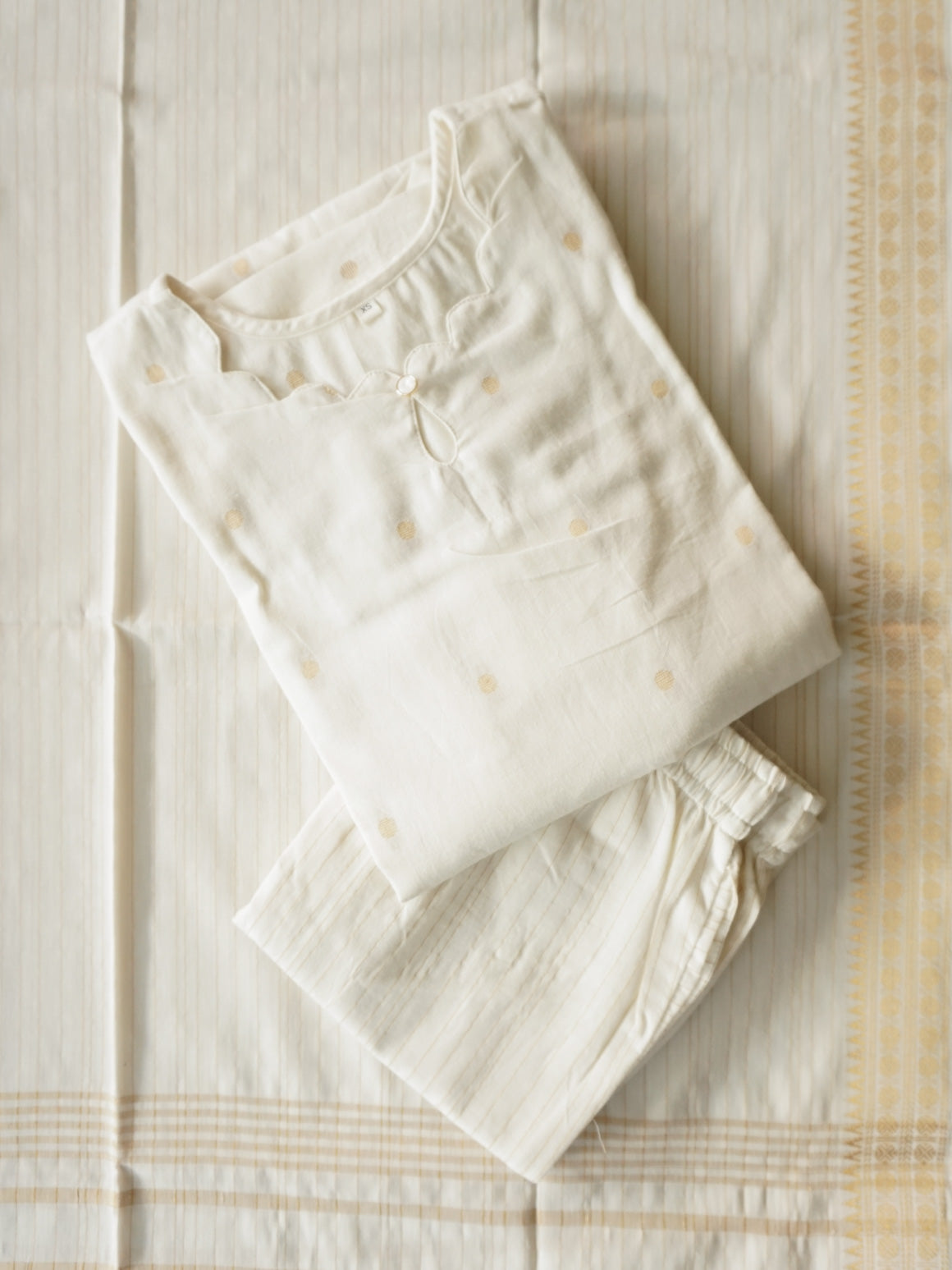PREORDER - VENBA - WHITE   OFFICE WEARS- HANDLOOM COTTON- SALWAR SUIT WITH DUPATTA - LABEL ZIVARA