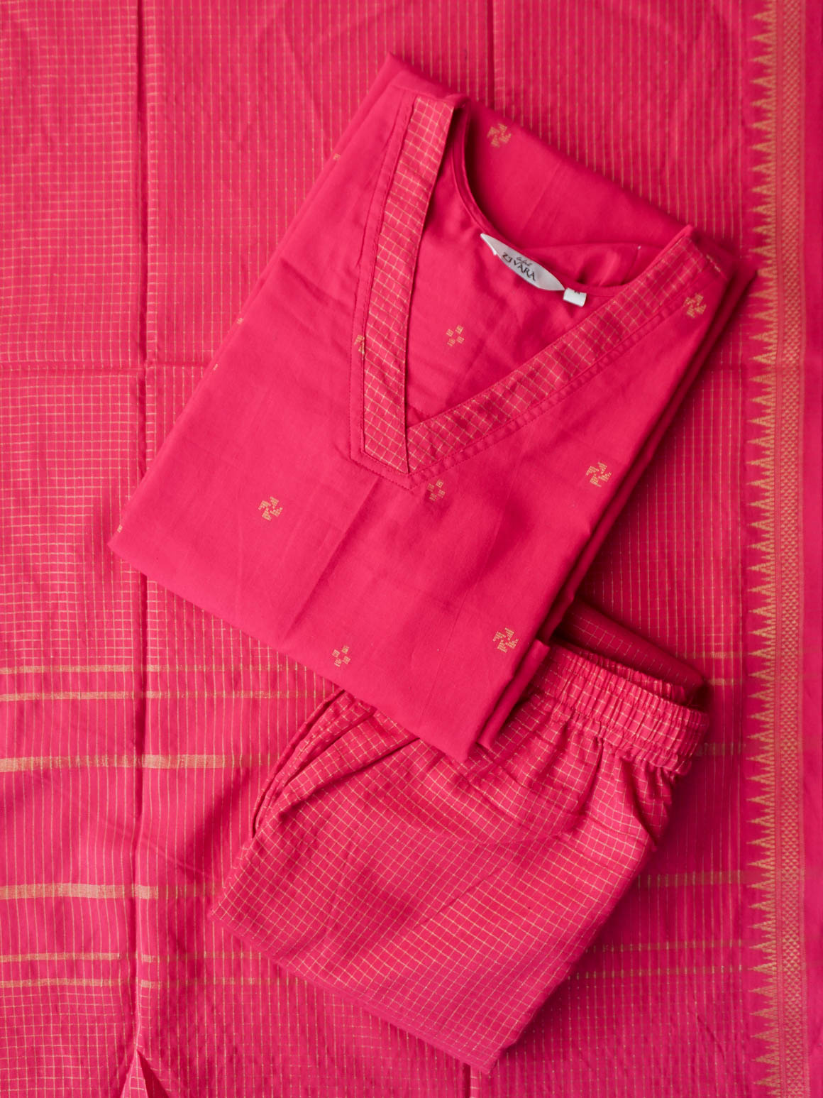 PREORDER - Nalina -Cute pink  OFFICE WEARS- HANDLOOM COTTON- SALWAR SUIT WITH DUPATTA - LABEL ZIVARA