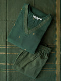 PREORDER - Nalina -Festive olive green OFFICE WEARS- HANDLOOM COTTON- SALWAR SUIT WITH DUPATTA - LABEL ZIVARA
