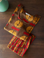 GREENISH BROWN  - TAMIRA - COMFY AND OFFICE WEAR pure handloom cotton flex Full length A- LINE  coord sets for women- Label Zivara