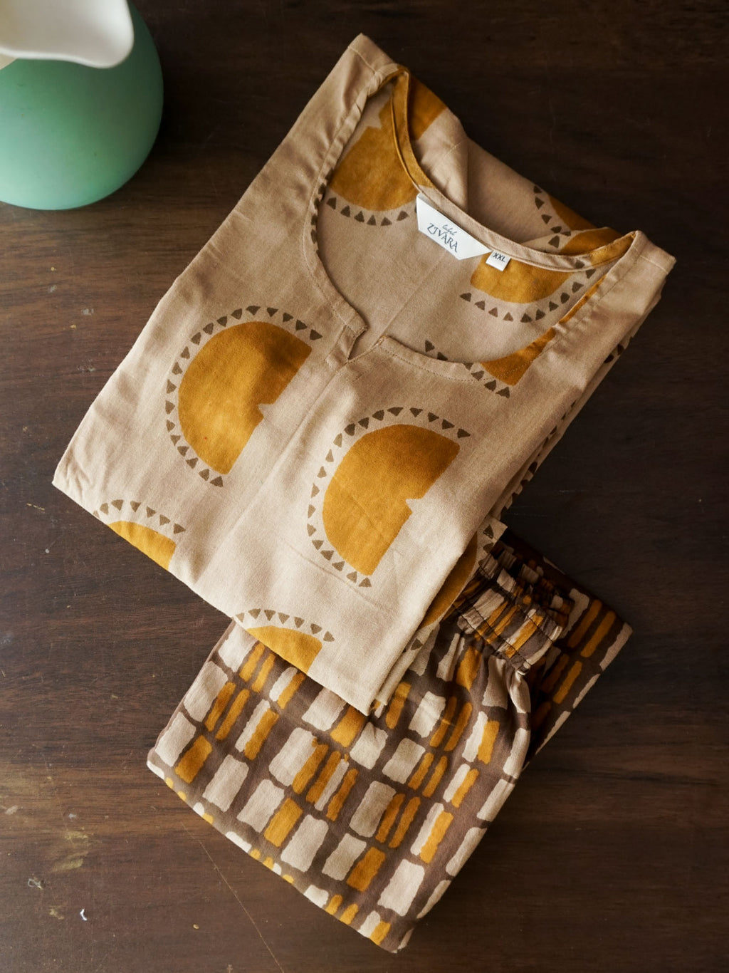 SUNFLOWER  - TAMIRA - COMFY AND OFFICE WEAR pure handloom cotton flex Full length A- LINE  coord sets for women- Label Zivara