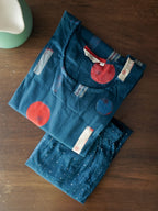 BLUE CIRCLE - TAMIRA - COMFY AND OFFICE WEAR pure handloom cotton Full length A- LINE  coord sets for women- Label Zivara