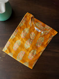 Mira -YELLOW  -Trending print cotton straight cut kurti for office wear - LABEL ZIVARA