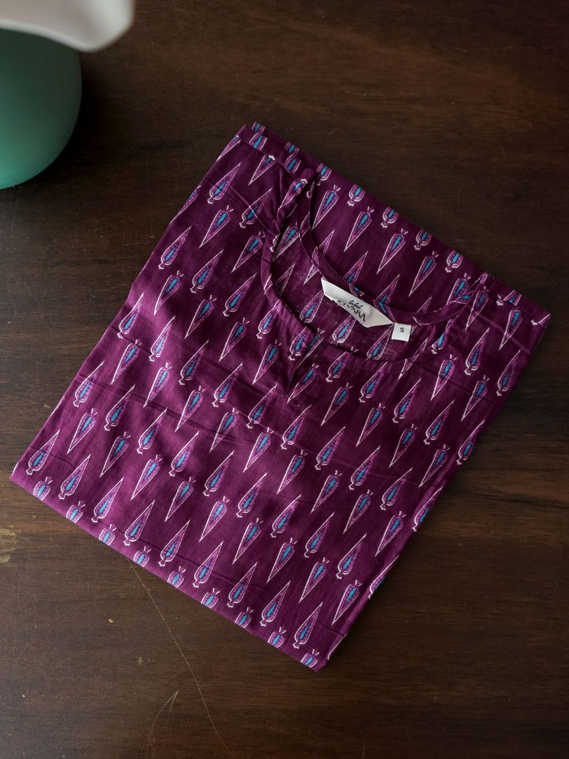 Mira -PURPLE PINE CONE  -Trending print cotton straight cut kurti for office wear - LABEL ZIVARA