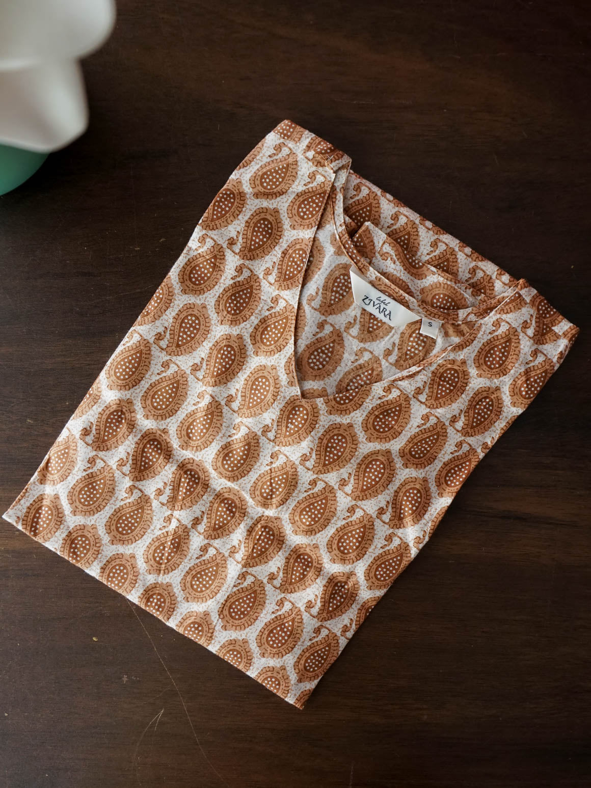 Mira -BEIGE MANGO-Trending print cotton straight cut kurti for office wear - LABEL ZIVARA