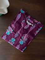 Mira -PURPLE PINE CONE BIG -Trending print cotton straight cut kurti for office wear - LABEL ZIVARA
