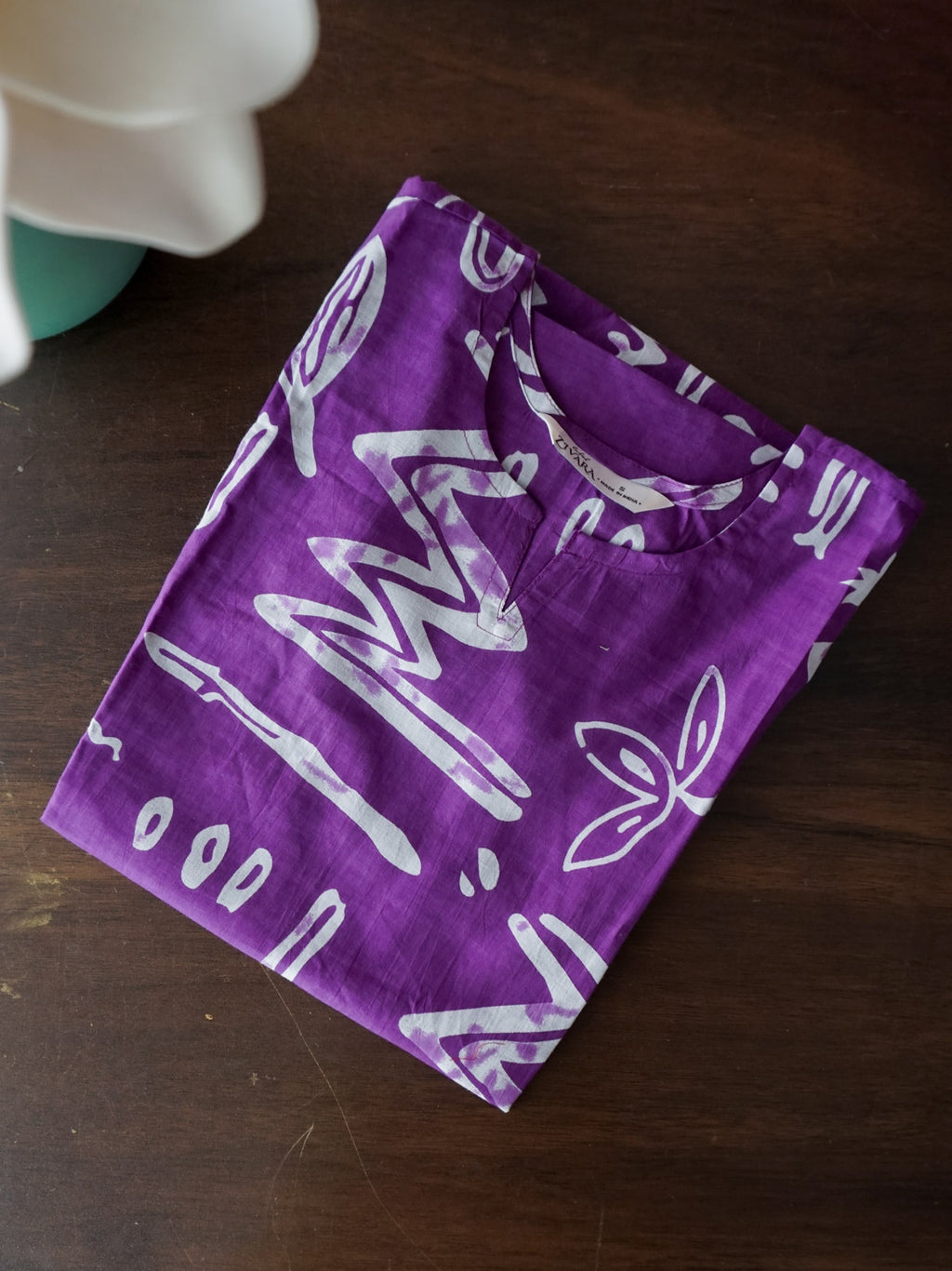Mira -PURPLE AND WHITE  -Trending print cotton straight cut kurti for office wear - LABEL ZIVARA