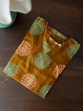 Mira -BROWN BLOCK PRINT -Trending print cotton straight cut kurti for office wear - LABEL ZIVARA