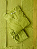 PREORDER - SUHASINI - LEAF GREEN OFFICE WEARS- HANDLOOM COTTON- SALWAR SUIT WITH DUPATTA - LABEL ZIVARA