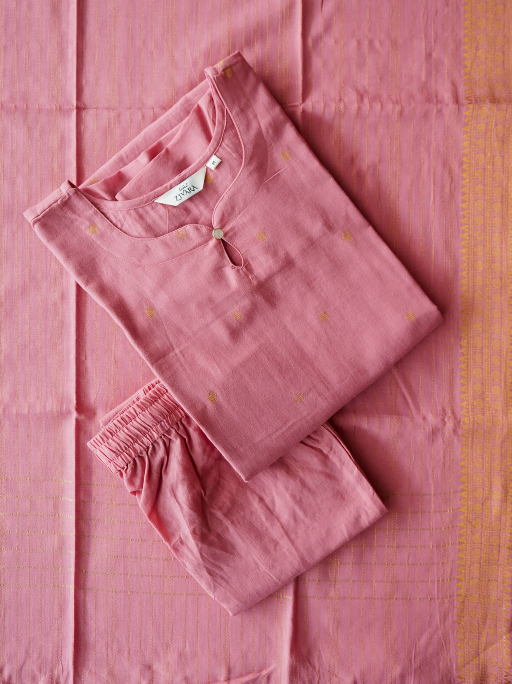 PREORDER - SUHASINI - PASTEL PINK  - OFFICE WEARS- HANDLOOM COTTON- SALWAR SUIT WITH DUPATTA - LABEL ZIVARA