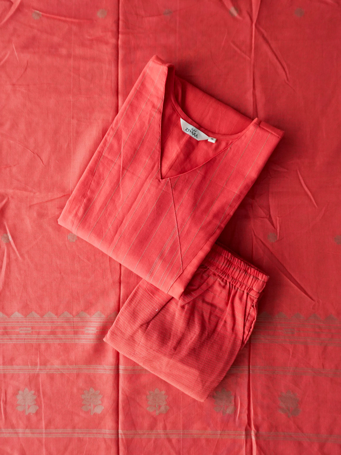 PREORDER - Akshara - PINK  OFFICE WEARS- HANDLOOM COTTON- SALWAR SUIT WITH DUPATTA - LABEL ZIVARA