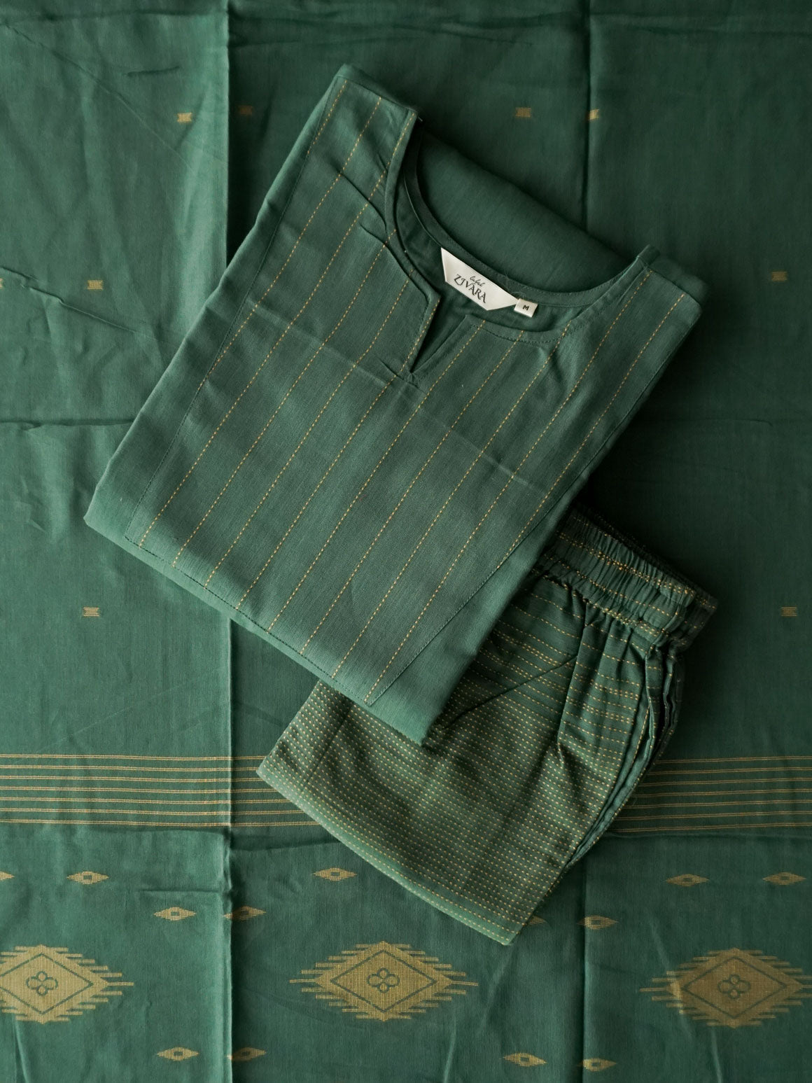 PREORDER - Akshara - ALGAE GREEN  OFFICE WEARS- HANDLOOM COTTON- SALWAR SUIT WITH DUPATTA - LABEL ZIVARA