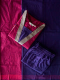 PREORDER - MEENAKSHI - PINK PURPLE  - OFFICE WEARS- HANDLOOM COTTON- SALWAR SUIT WITH DUPATTA - LABEL ZIVARA