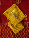 JANANI- SUNSHINE YELLOW EMBROIDERED PANT  - OFFICE WEARS- HANDLOOM COTTON- SALWAR SUIT WITH DUPATTA - LABEL ZIVARA