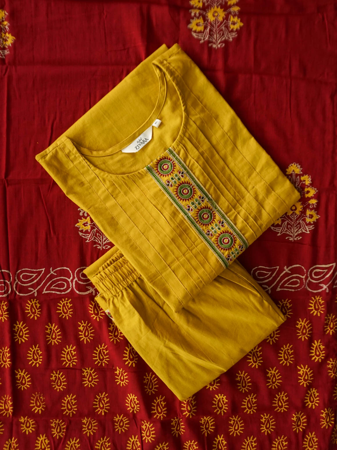 JANANI- SUNSHINE YELLOW EMBROIDERED PANT  - OFFICE WEARS- HANDLOOM COTTON- SALWAR SUIT WITH DUPATTA - LABEL ZIVARA