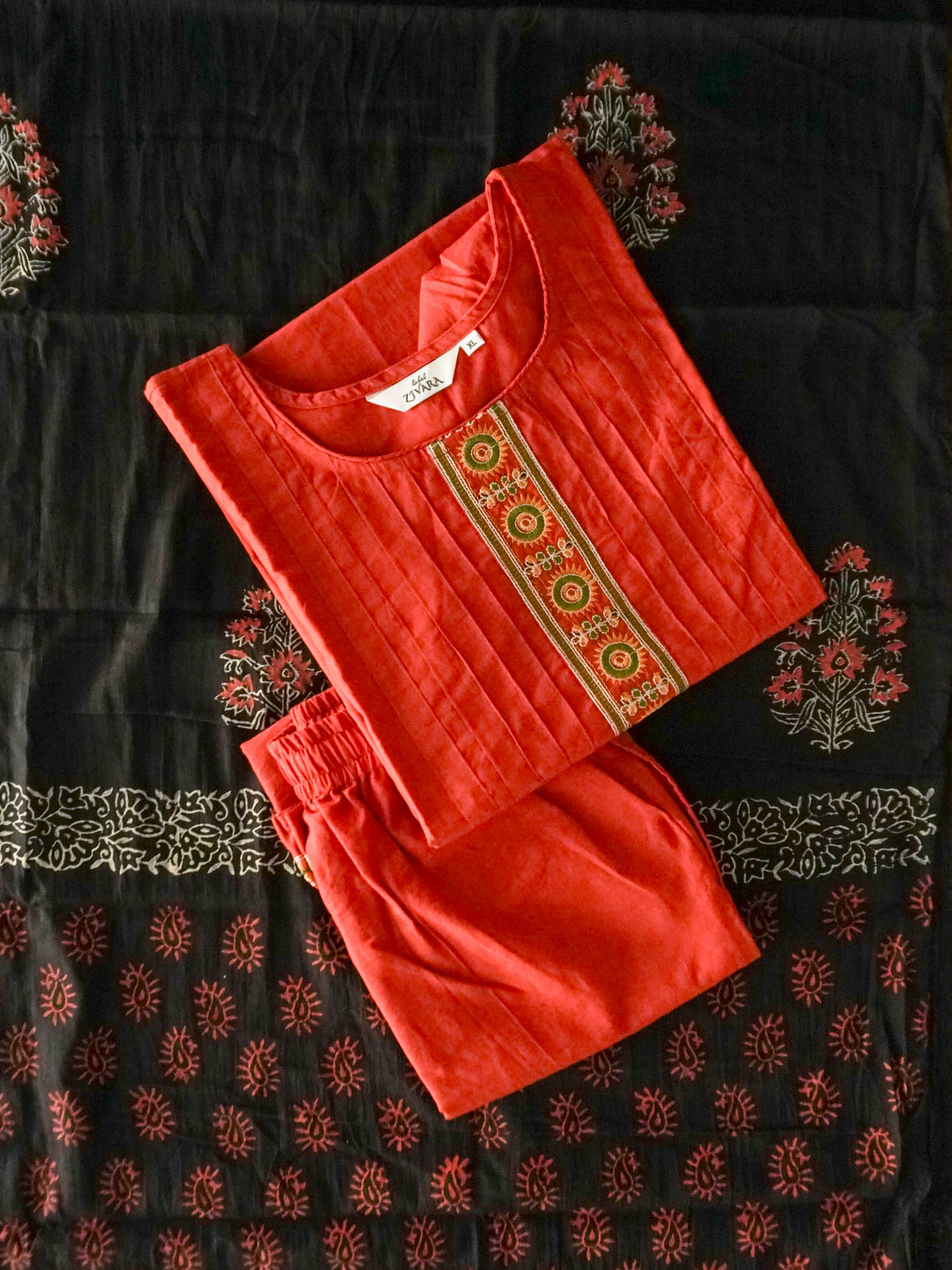 JANANI- FRUITY ORANGE EMBROIDERED PANT  - OFFICE WEARS- HANDLOOM COTTON- SALWAR SUIT WITH DUPATTA - LABEL ZIVARA