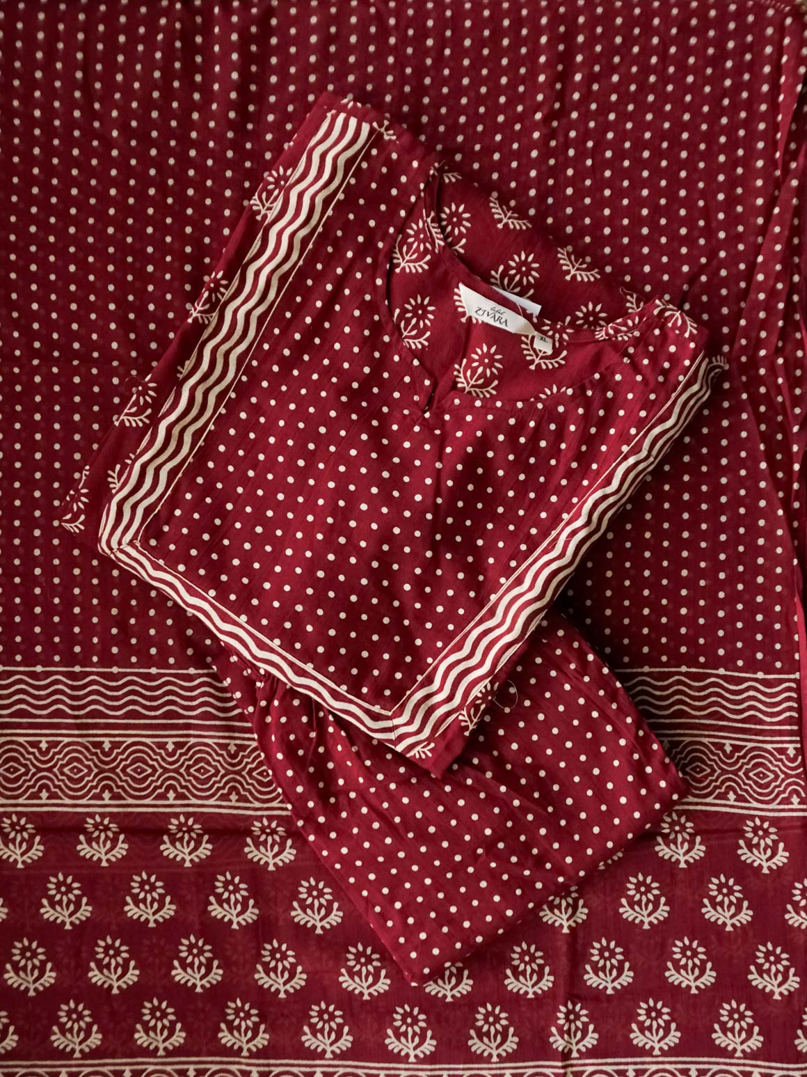 ABINAYA - WINE FLORAL - OFFICE WEARS - JAIPUR COTTON - SALWAR SUIT WITH DUPATTA - LABEL ZIVARA