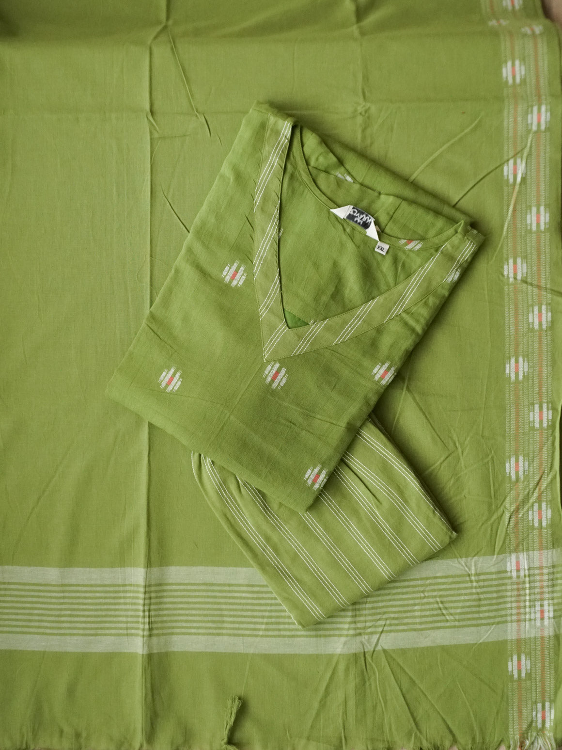 ZARA- LEAF GREEN - OFFICE WEARS- HANDLOOM COTTON- SALWAR SUIT WITH DUPATTA - LABEL ZIVARA