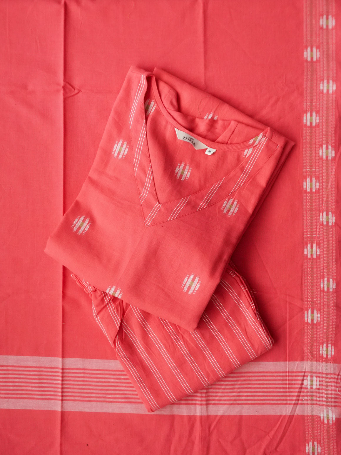 ZARA- PINK - OFFICE WEARS- HANDLOOM COTTON- SALWAR SUIT WITH DUPATTA - LABEL ZIVARA