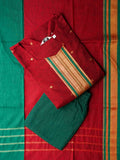 SAHANA - MAROON AND GREEN - MANGALGIRI COTTON - SALWAR SUIT WITH DUPATTA - LABEL ZIVARA