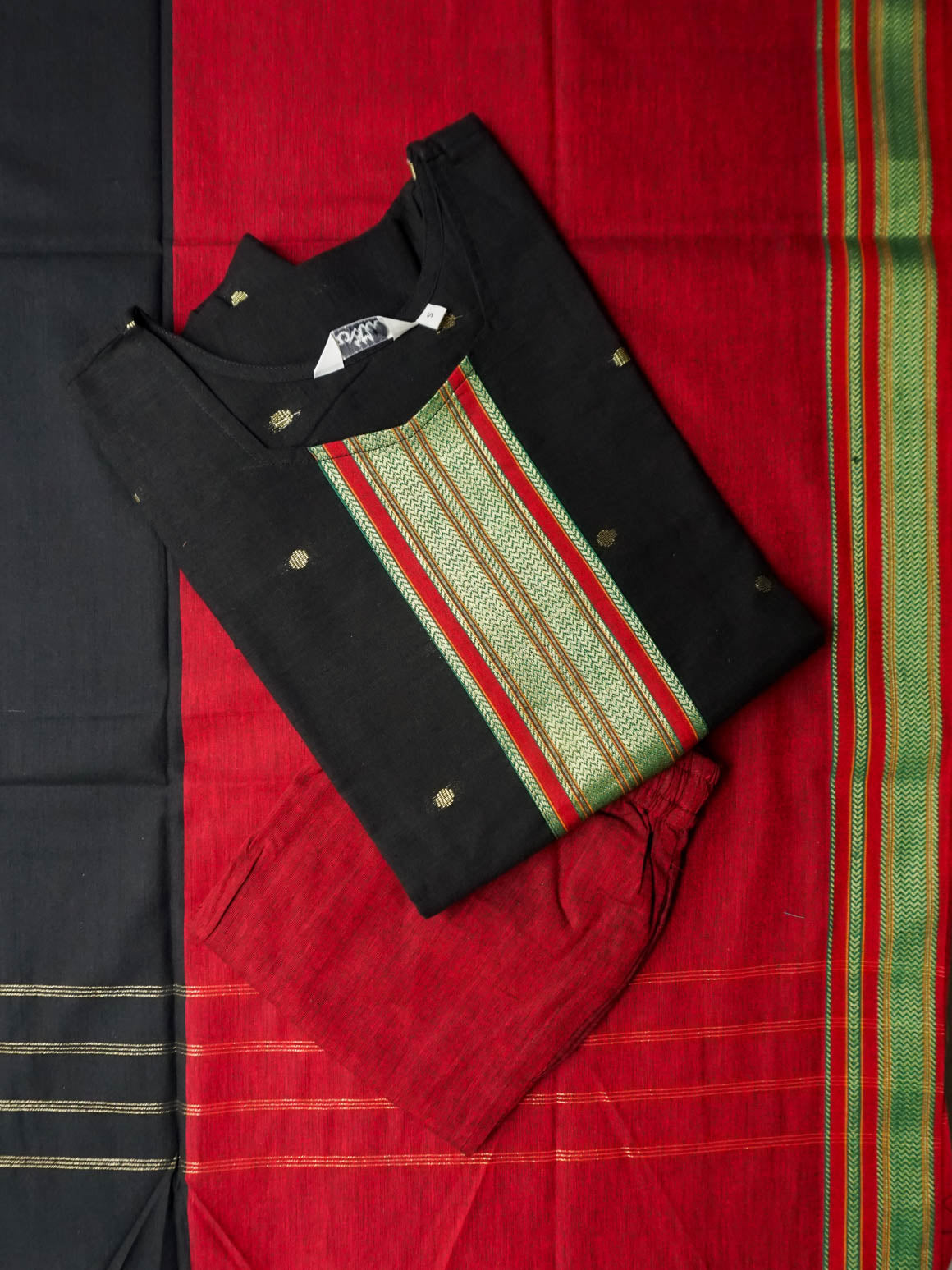 SAHANA-BLACK WITH MAROON BORDER - COTTON - SALWAR SUIT WITH DUPATTA - LABEL ZIVARA