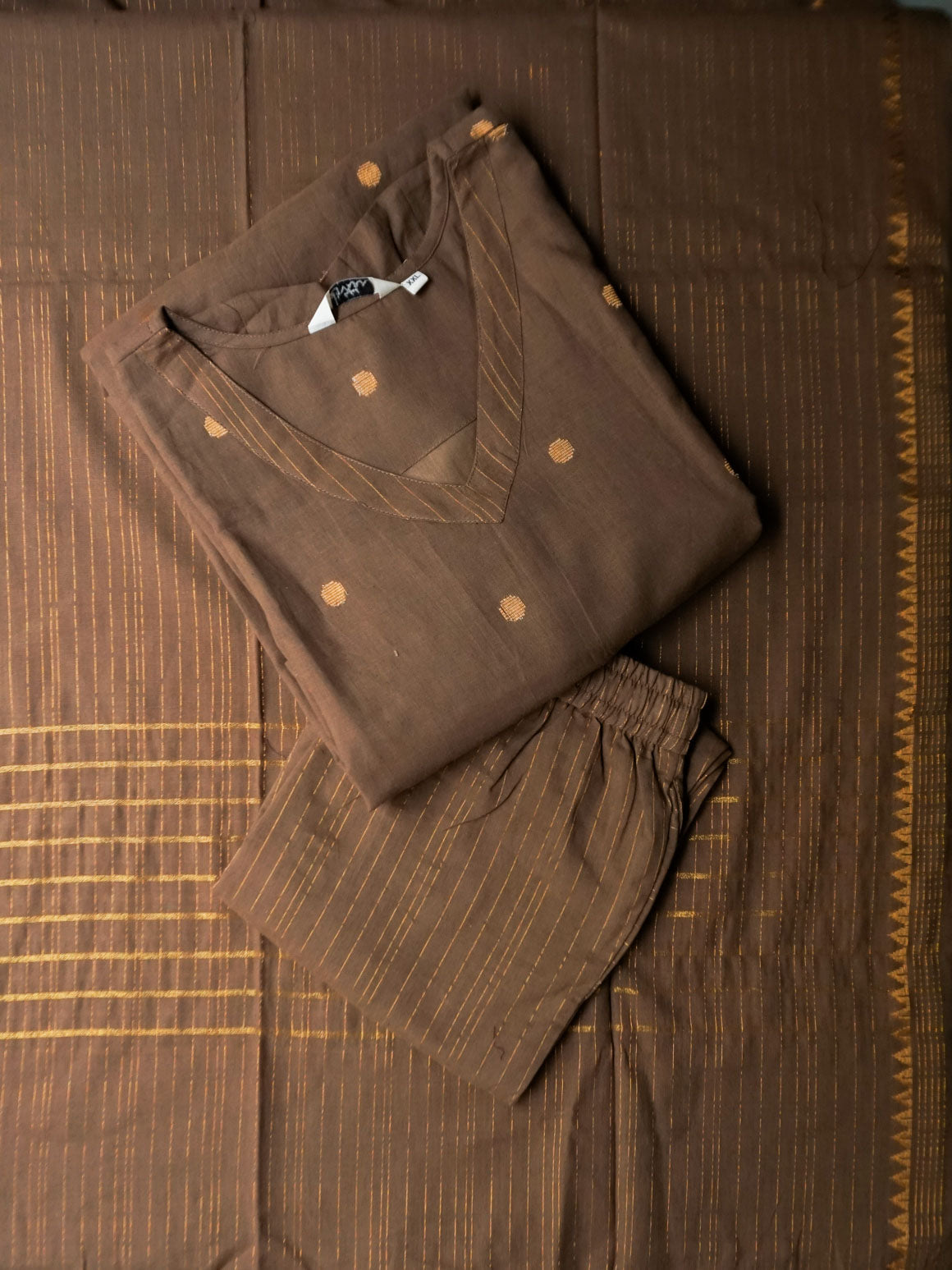 KANMANI - LIGHT BROWN-OFFICE WEARS- COTTON - SALWAR SUIT WITH DUPATTA - LABEL ZIVARA