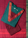 SAHANA- PEACOCK BLUE AND VIOLET - OFFICE WEARS-MANGALGIRI COTTON - SALWAR SUIT WITH DUPATTA - LABEL ZIVARA