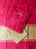 MANISHA- DARK PINK WITH SANDAL COLOUR SMALL BUTTA- RAW SILK - SALWAR SUIT WITH DUPATTA - LABEL ZIVARA