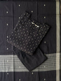 SINDHU- DARK GREY SMALL BUTTA- COTTON - SALWAR SUIT WITH DUPATTA - LABEL ZIVARA