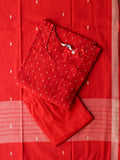SINDHU - RED SMALL BUTTA - OFFICE WEARS- HANDLOOM COTTON- SALWAR SUIT WITH DUPATTA - LABEL ZIVARA